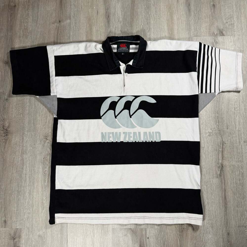 Mens Vintage Canterbury of New Zealand Striped Rugby Shirt XL Skater Punk